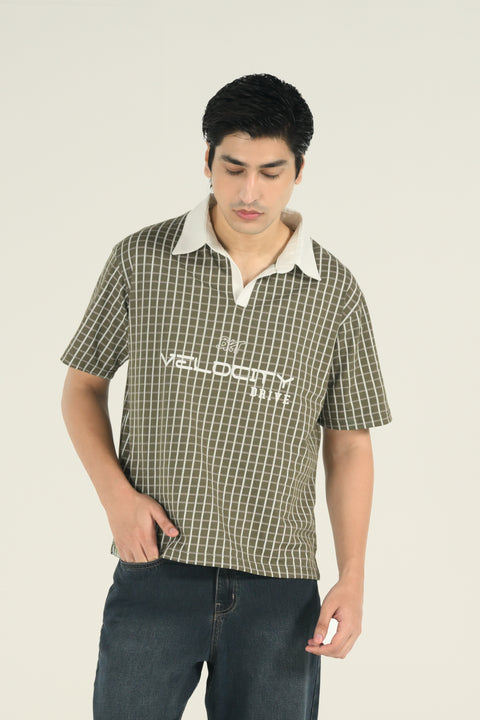 RELAXED FIT CONTRAST COLLAR PRINTED POLO