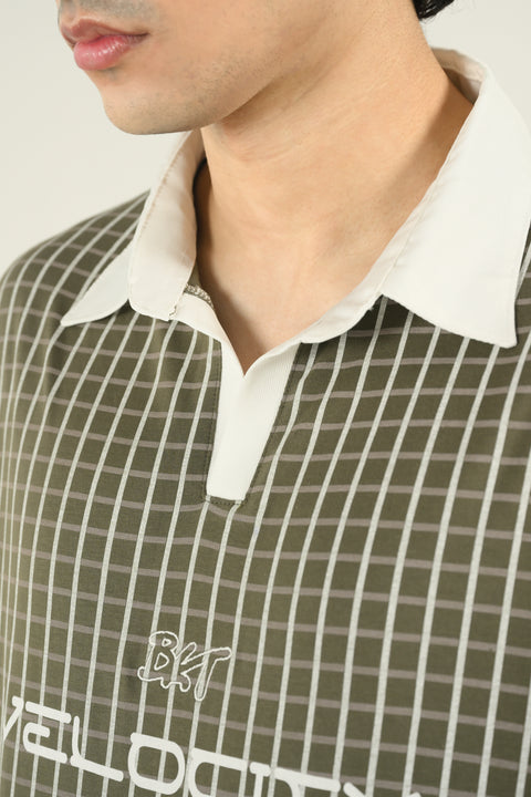 RELAXED FIT CONTRAST COLLAR PRINTED POLO