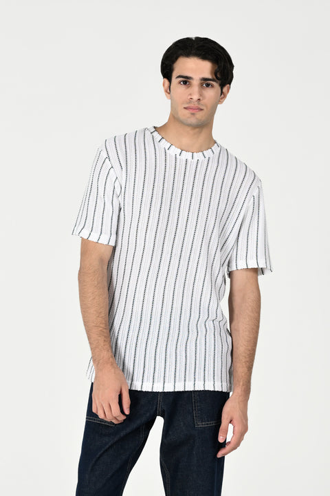 TEXTURED STRIPED TEE
