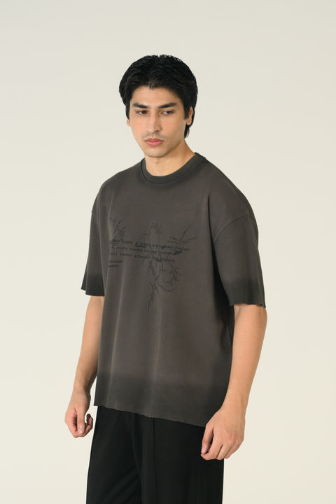 BAGGY FIT WASHED EFFECT GRAPHIC TEE