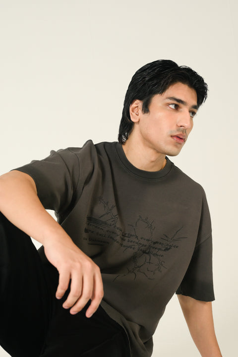 BAGGY FIT WASHED EFFECT GRAPHIC TEE