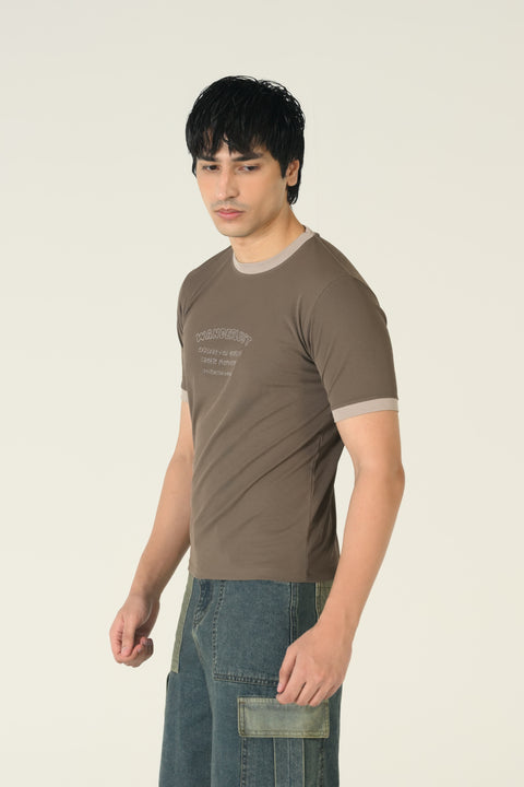 SLIM CROPPED EMBROIDERED TEE