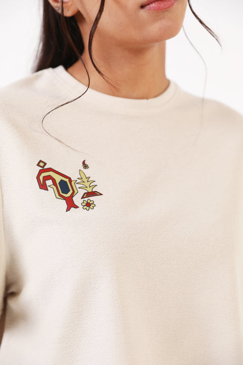 TEXTURED EMBROIDERED TEE