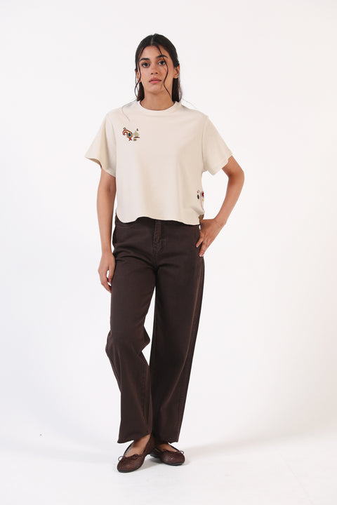 TEXTURED EMBROIDERED TEE