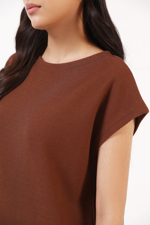 TEXTURED HAMMER SLEEVE DRESS