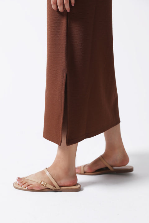 TEXTURED HAMMER SLEEVE DRESS