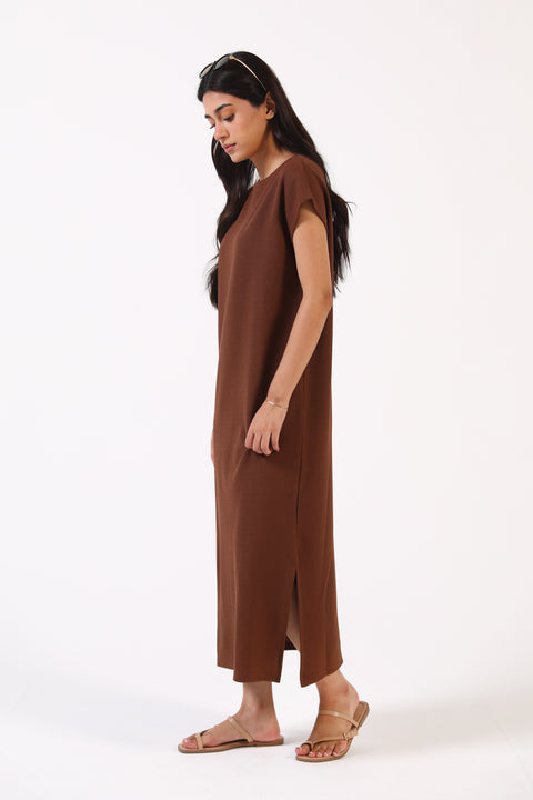 TEXTURED HAMMER SLEEVE DRESS