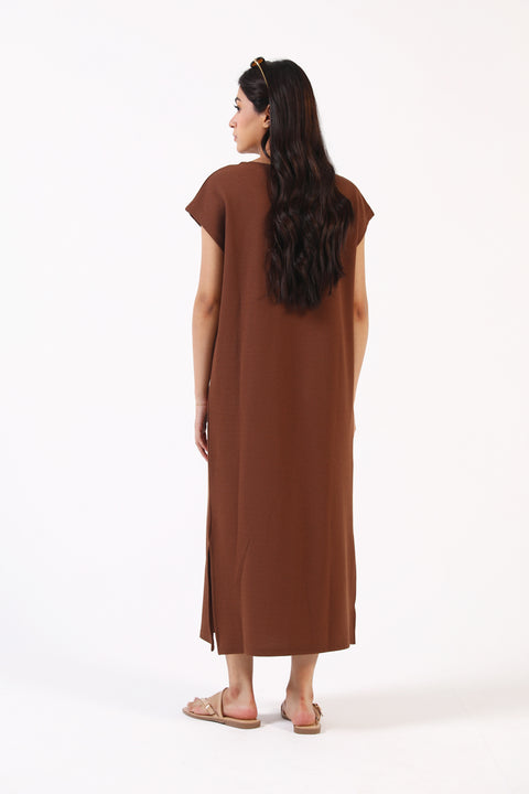 TEXTURED HAMMER SLEEVE DRESS
