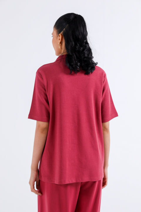 GRAPHIC BUTTON DOWN KNIT TOP