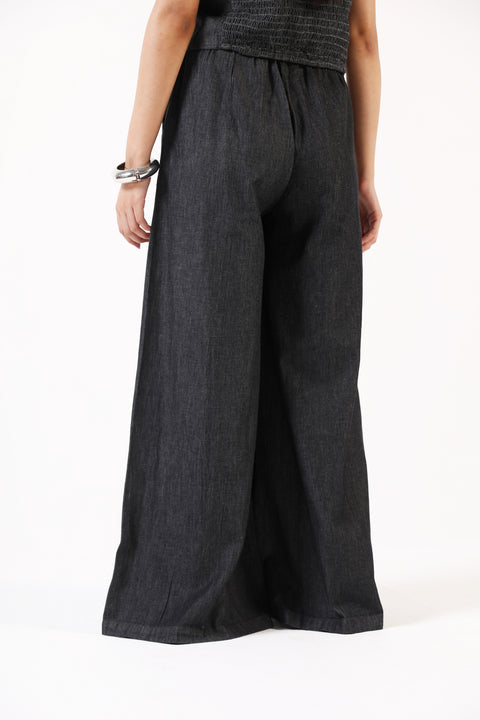 DENIM MEGA WIDE LEG TROUSERS