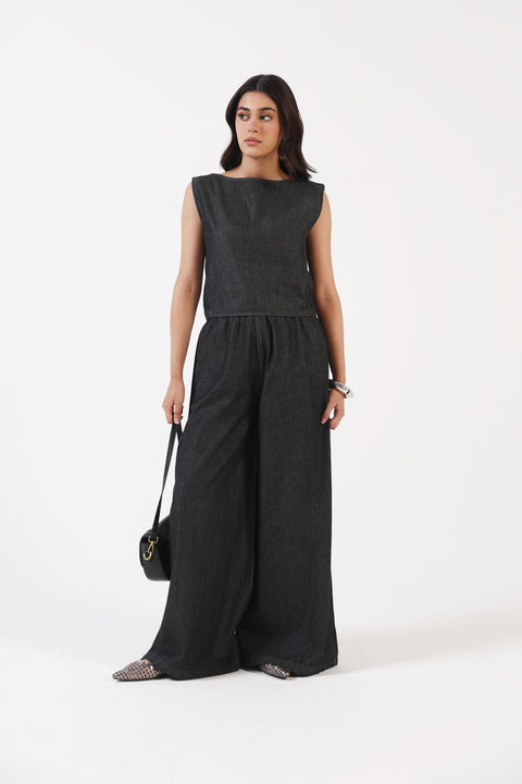 DENIM RUCHED TOP