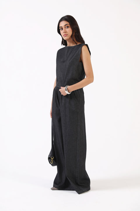 DENIM RUCHED TOP