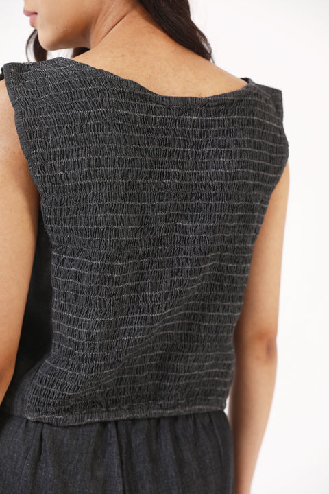 DENIM RUCHED TOP