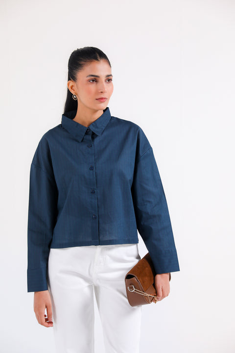 CROPPED BUTTON DOWN TOP
