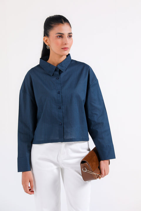 CROPPED BUTTON DOWN TOP