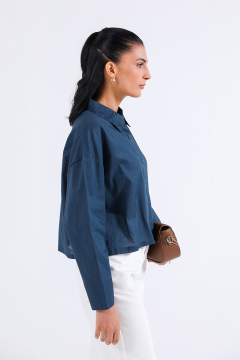 CROPPED BUTTON DOWN TOP