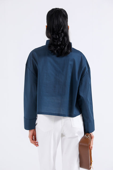 CROPPED BUTTON DOWN TOP
