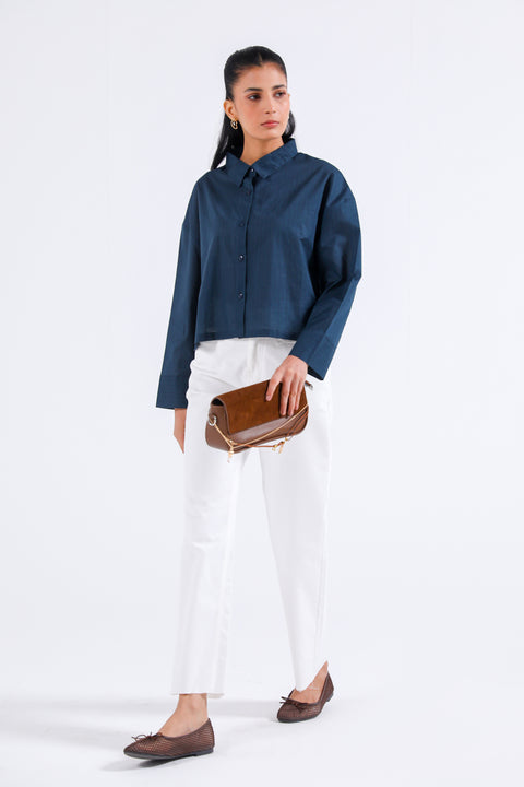 CROPPED BUTTON DOWN TOP