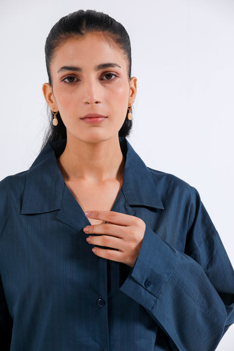 BUTTON DOWN SHIRT WITH SLEEVE DETAIL