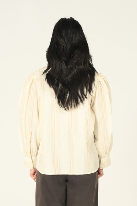BUTTON DOWN SHIRT WITH BLOUSED SLEEVE