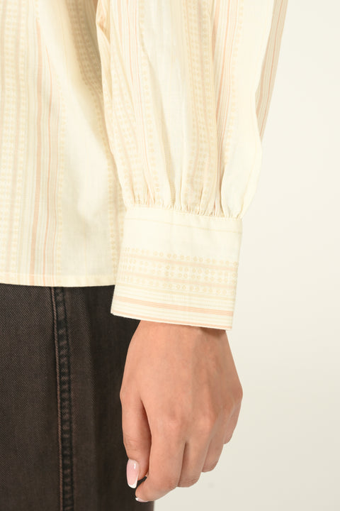 BUTTON DOWN SHIRT WITH BLOUSED SLEEVE