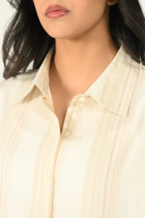 BUTTON DOWN SHIRT WITH BLOUSED SLEEVE