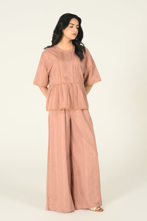 PEPLUM TOP WITH LACE DETAIL
