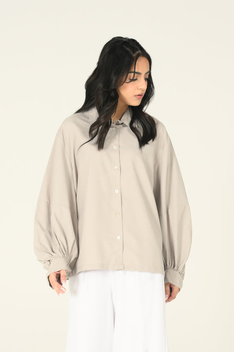 BUTTON DOWN SHIRT WITH SLEEVE DETAIL