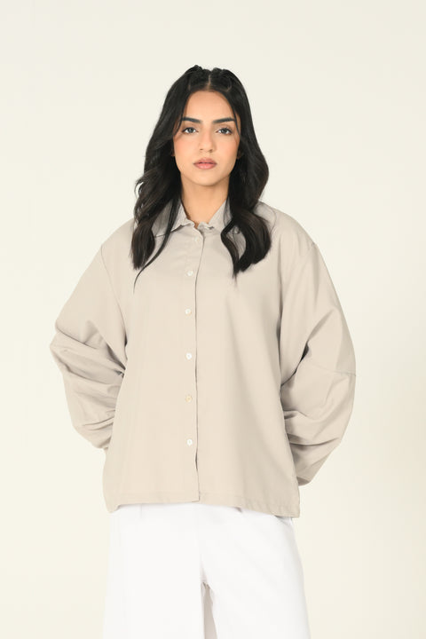 BUTTON DOWN SHIRT WITH SLEEVE DETAIL
