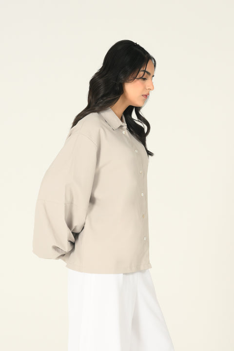BUTTON DOWN SHIRT WITH SLEEVE DETAIL