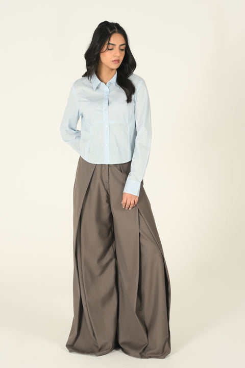 PLEATED BUTTON DOWN TOP