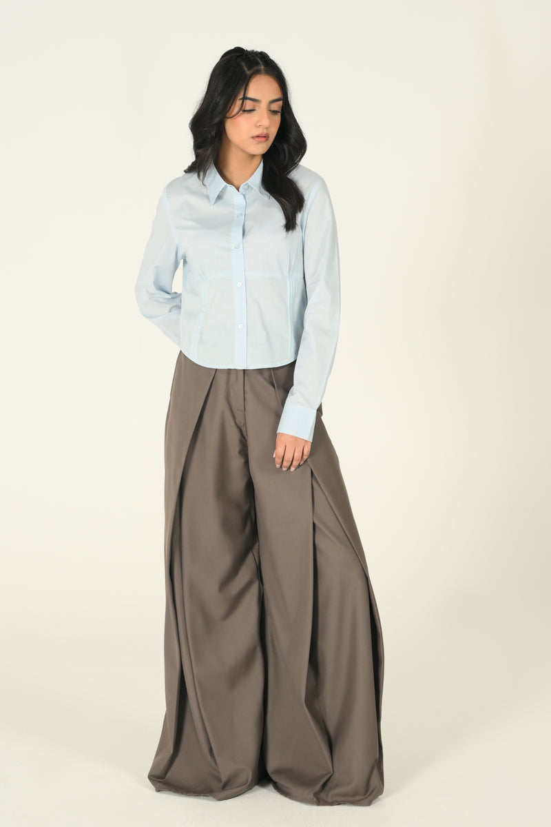 PLEATED BUTTON DOWN TOP
