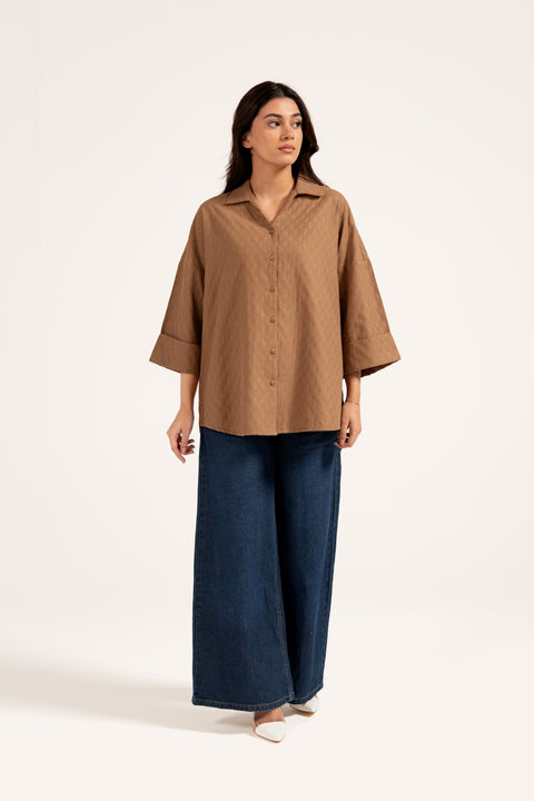 TEXTURED BUTTON DOWN TOP