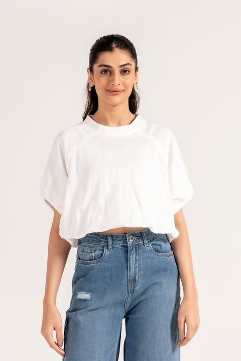 ALL OVER EMBROIDERED BALLOON TOP