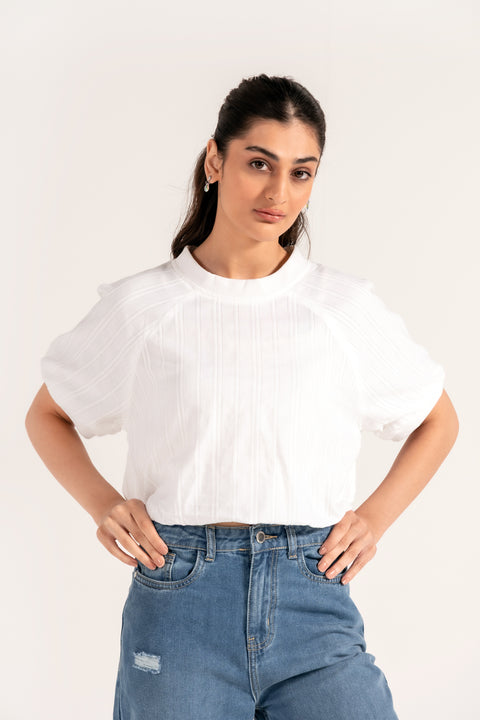 ALL OVER EMBROIDERED BALLOON TOP