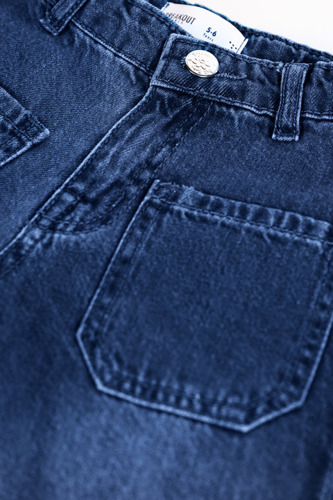 GIRLS WIDE LEG DENIM WITH RAW HEM