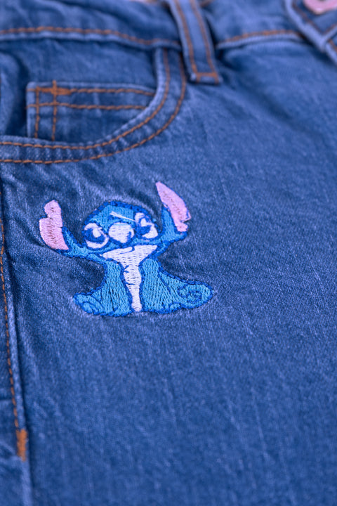 GIRLS LOOSE FIT STITCH EMBROIERED DENIM