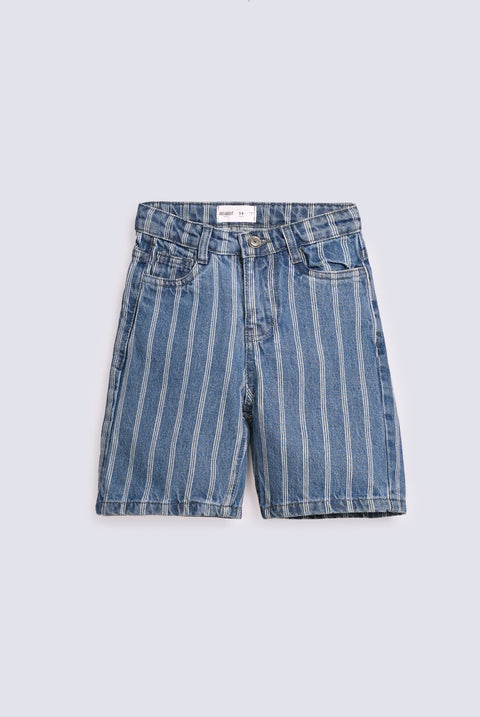 BOYS REGULAR FIT STRIPED DENIM SHORTS
