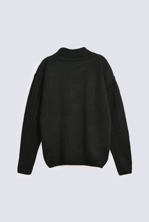 BOYS CABLE KNIT HIGH NECK SWEATER