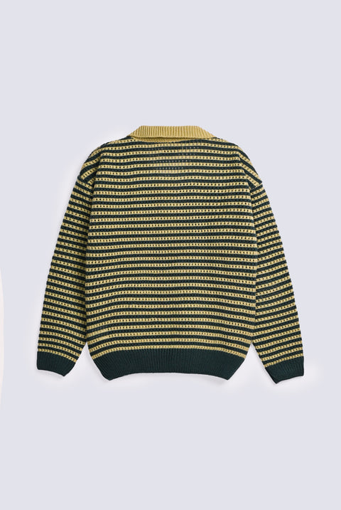 BOYS STRIPED POLO KNIT SWEATER