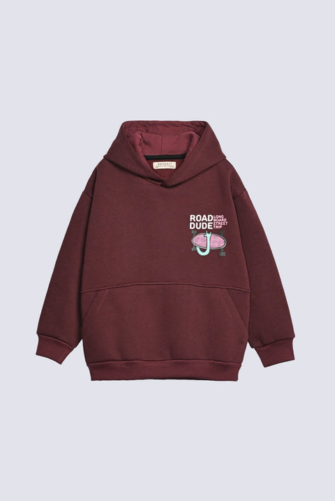 BOYS PRINTED PANEL HOODED TOP