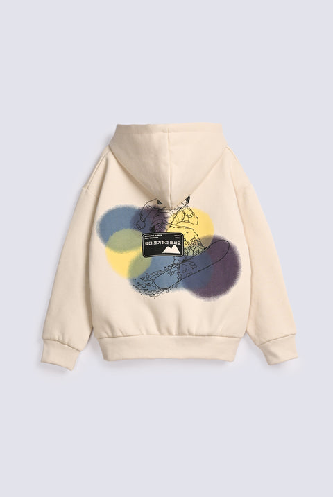BOYS DROP SHOULDER PRINTED HOODED TOP