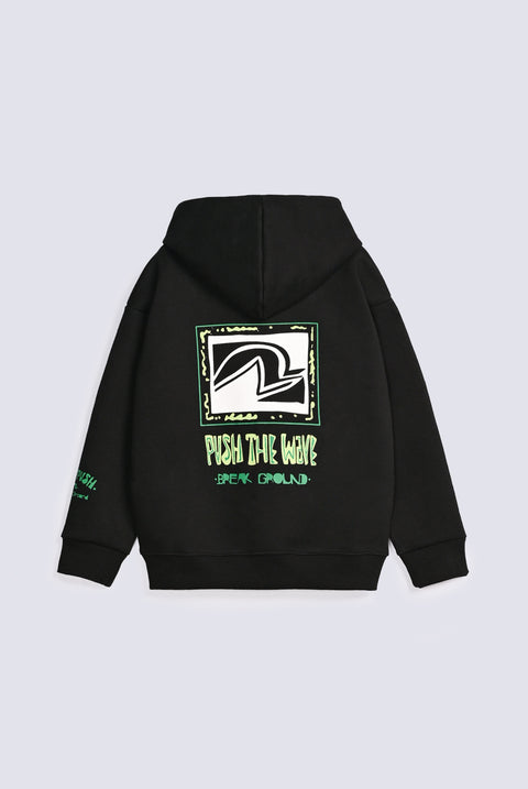 BOYS DROP SHOULDER PRINTED HOODED TOP