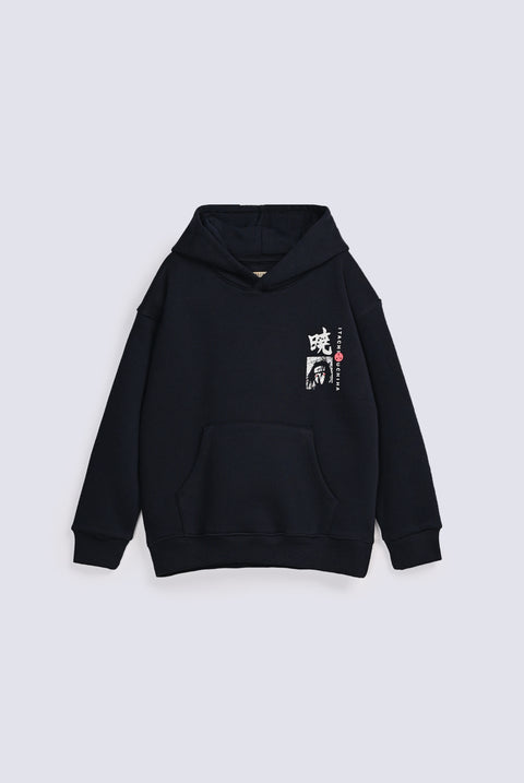 BOYS DROP SHOULDER PRINTED HOODED TOP