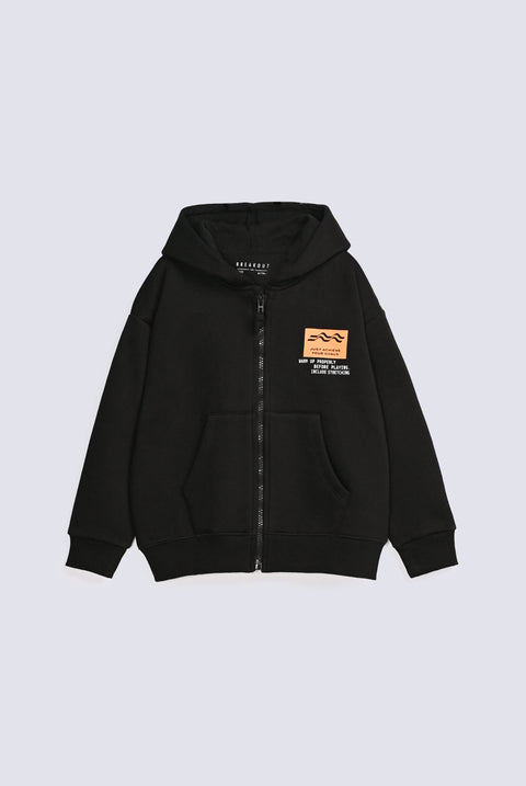 BOYS PRINTED ZIPPER HOODED TOP
