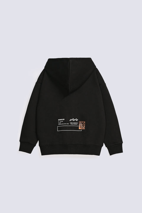 BOYS PRINTED ZIPPER HOODED TOP