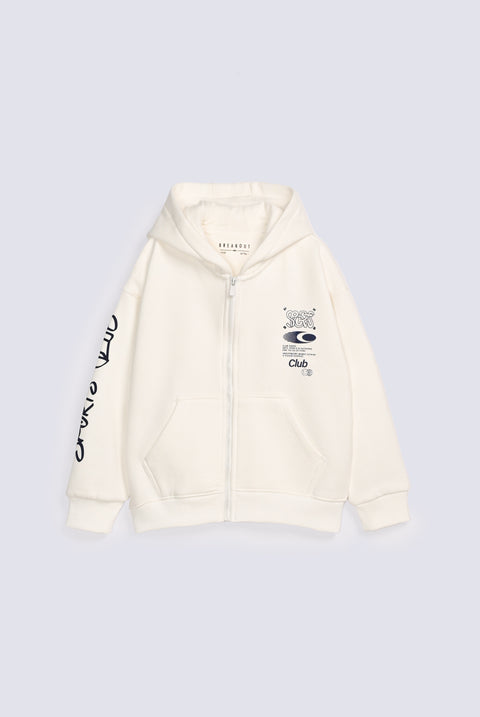 BOYS PRINTED ZIPPED HOODED TOP