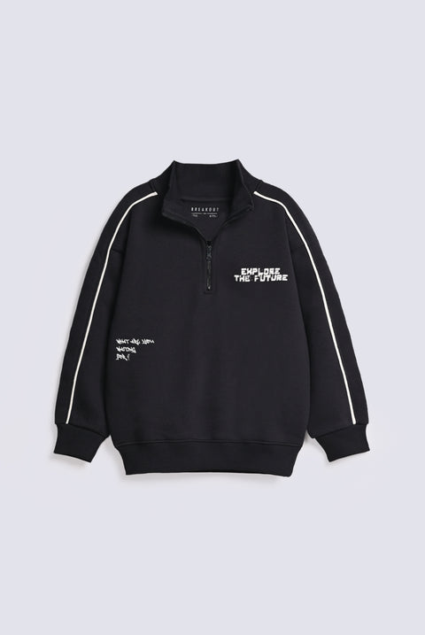 BOYS MOCK NECK HALF ZIPPER SWEAT SHIRT