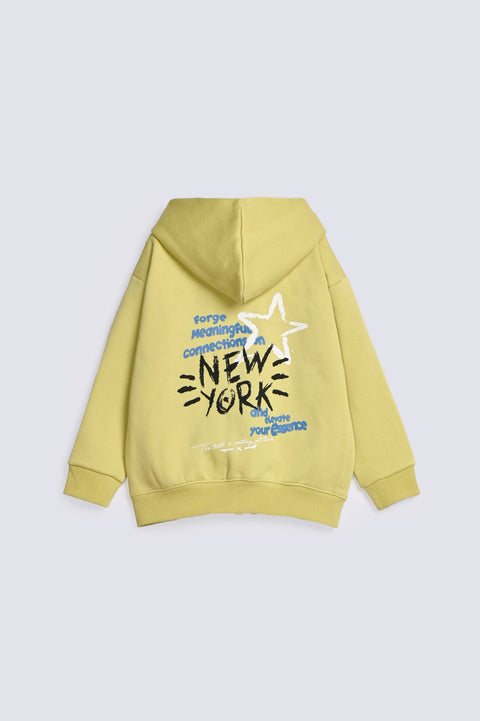 BOYS PRINTED ZIPPER HOODED TOP