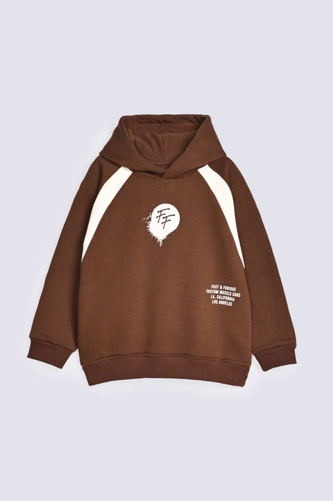 BOYS CONTRAST PANEL HOODED TOP